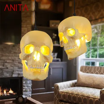 Подвесной светильник ANITA Nordic с креативным абажуром в виде черепа, декоративные светодиодные подвесные светильники современного дизайна для домашнего освещения