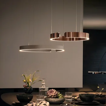 Подвесной светильник Nordic Ring Led с регулируемой яркостью для столовой, гостиной, центрального стола, кухонной люстры, светильников для домашнего декора, люстр, светильников для кухни