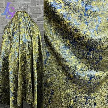 Ретро-Сине-зеленая Текстурированная Жаккардовая Ткань, Высококачественное Позолоченное Платье Hanfu Qipao, Дизайнерская Ткань Для одежды