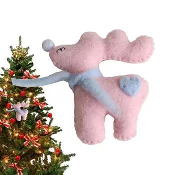 Рождественские украшения из войлока, Рождественская елка, деревянные гирлянды с оленями, подвески, 3D Рождественский чулок, фетровая игрушка в виде животного