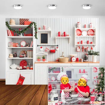 Рождественский современный кухонный фон для фотосъемки в помещении, ретро-фон для портрета повара на деревянной стене для фотосессии в фотостудии