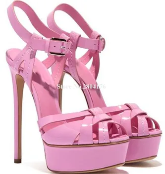Розово-черные ремешки, перекрещивающиеся босоножки на шпильке, открытый носок, пряжки на лодыжках, туфли на тонком каблуке, вечерние туфли на высоком каблуке