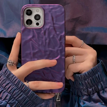 Роскошный 3D Матовый Чехол Для Телефона В Складках Из Серебристой Фольги С 3D-Покрытием Для iPhone 14 13 Pro Max 11 12 XR X XS, Однотонная Задняя Крышка