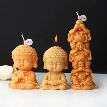 Свеча с изображением мультяшного Будды, Силиконовая форма для украшения шоколада ручной работы, Гипсовое мыло для ароматерапии, Свеча из смолы, силиконовая форма