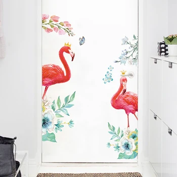 Скандинавский стиль ins спальня гостиная фон корона фламинго лист ПВХ съемная наклейка на стену