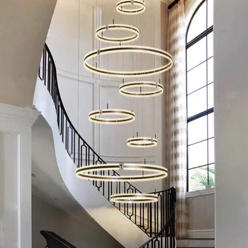 Современная лестничная люстра Nordic Light роскошные простые потолочные светильники подвесной светильник светодиодные люстры для гостиной освещение в помещении