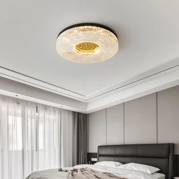 Современный медный круглый потолочный светильник FSS в минималистичном стиле для спальни, кабинета, ресторана, домашнего светодиодного потолочного светильника в помещении