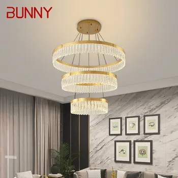 Современный хрустальный подвесной светильник BUNNY, светодиодный винтажный светильник, Роскошные кольца, люстра для дома, гостиная, столовая, Декор спальни