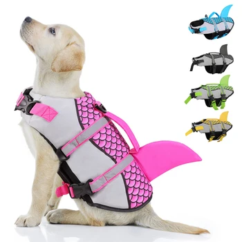 Спасательные жилеты для собак Ripstop, спасательный жилет для собак со светоотражающей полосой, спасательный жилет для собак с акулами, спасательные костюмы для собак, костюмы для плавания, катания на лодках