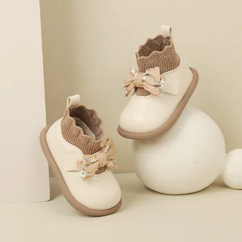 Туфли принцессы С Мягкой Нескользящей Подошвой, Мягкие и удобные для детей 1-3 лет, Маленькие Кожаные Туфли для малышей