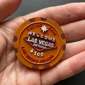 Фишка Казино за 100 долларов Лас-Вегас, США, Туристический Сувенир Для Путешествий, 3D-Магнит Для Холодильника Из Смолы