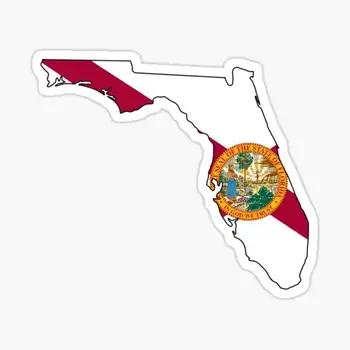 Флорида С наклейкой с флагом штата для декора ноутбука, спальни, автомобиля, милого мультяшного искусства, Модного общественного чемодана