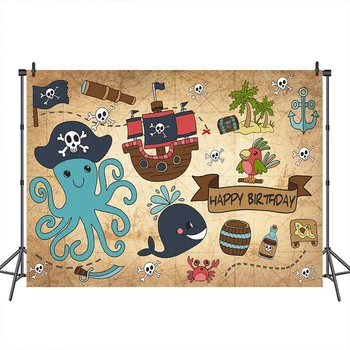 Фон для Фотосъемки на День Рождения MOCSIKA Морская Карта Пиратская тема для Вечеринки по Случаю Дня Рождения Шаблон Фона На Заказ для Реквизита для Фотосъемки
