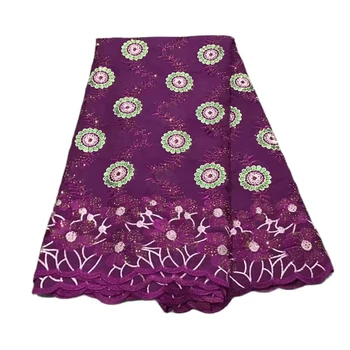 Швейцарская вуалевая кружевная ткань для женского платья, хлопковая вышивка, Африканская, Нигерийская, С камнями, Новая, 5 ярдов