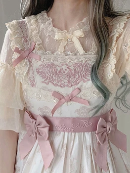 Шифоновая блузка японской Лолиты Каваи, женская блузка с пузырчатым рукавом, Корейская милая блузка, женская блузка с воротником Питера Пэна, готическая блузка принцессы 2024