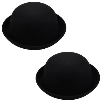Шляпа-котелок с дыней из 2 предметов, Шляпа-котелок, фетровая шляпа, шляпа Чаплина, шляпа для верховой езды (черная)